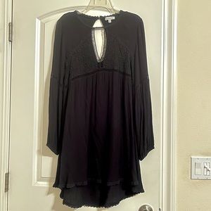 Flowy Black Dress w/ Lace Accents